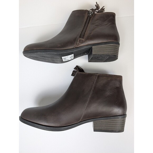 Clarks Addiy Terri Boots Womens Size 6.5 M Brown Ankle Booties Tassel Zip Shoes - Picture 3 of 9